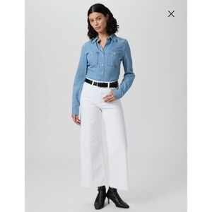 Paige Anessa High Waisted Raw Hem White Jeans Size 26
